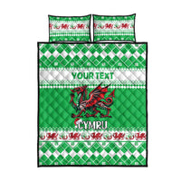 Personalized Wales Christmas Dragon Quilt Bed Set Nadolig Llawen Green Version - Wonder Print Shop
