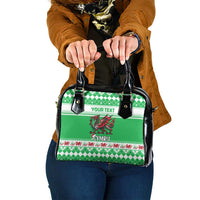 Personalized Wales Christmas Dragon Shoulder Handbag Nadolig Llawen Green Version - Wonder Print Shop