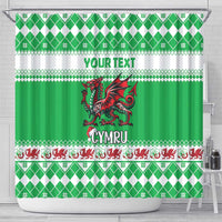 Personalized Wales Christmas Dragon Shower Curtain Nadolig Llawen Green Version - Wonder Print Shop