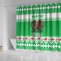 Personalized Wales Christmas Dragon Shower Curtain Nadolig Llawen Green Version - Wonder Print Shop