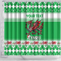 Personalized Wales Christmas Dragon Shower Curtain Nadolig Llawen Green Version - Wonder Print Shop