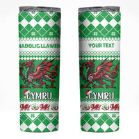 Personalized Wales Christmas Dragon Skinny Tumbler Nadolig Llawen Green Version - Wonder Print Shop