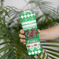 Personalized Wales Christmas Dragon Skinny Tumbler Nadolig Llawen Green Version - Wonder Print Shop