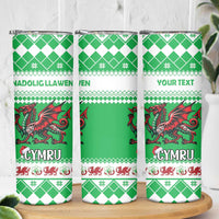 Personalized Wales Christmas Dragon Skinny Tumbler Nadolig Llawen Green Version - Wonder Print Shop