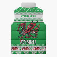 Personalized Wales Christmas Dragon Sleeveless Puffer Jacket Nadolig Llawen Green Version - Wonder Print Shop