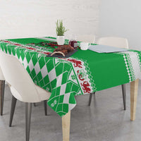 Personalized Wales Christmas Dragon Tablecloth Nadolig Llawen Green Version - Wonder Print Shop
