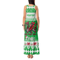 Personalized Wales Christmas Dragon Tank Maxi Dress Nadolig Llawen Green Version - Wonder Print Shop