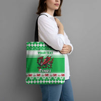 Personalized Wales Christmas Dragon Tote Bag Nadolig Llawen Green Version - Wonder Print Shop