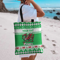 Personalized Wales Christmas Dragon Tote Bag Nadolig Llawen Green Version - Wonder Print Shop