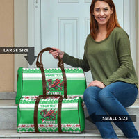 Personalized Wales Christmas Dragon Travel Bag Nadolig Llawen Green Version - Wonder Print Shop