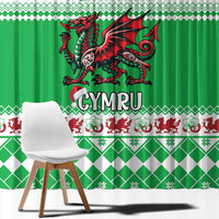 Personalized Wales Christmas Dragon Window Curtain Nadolig Llawen Green Version - Wonder Print Shop