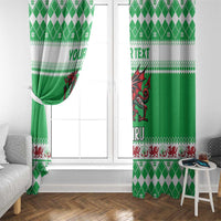 Personalized Wales Christmas Dragon Window Curtain Nadolig Llawen Green Version - Wonder Print Shop