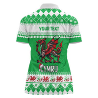 Personalized Wales Christmas Dragon Women Polo Shirt Nadolig Llawen Green Version - Wonder Print Shop
