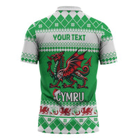 Personalized Wales Christmas Dragon Zipper Polo Shirt Nadolig Llawen Green Version - Wonder Print Shop
