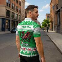 Personalized Wales Christmas Dragon Zipper Polo Shirt Nadolig Llawen Green Version - Wonder Print Shop