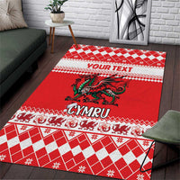 Personalized Wales Christmas Dragon Area Rug Nadolig Llawen Red Version - Wonder Print Shop