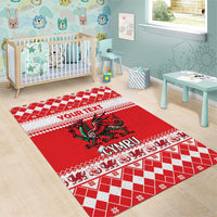 Personalized Wales Christmas Dragon Area Rug Nadolig Llawen Red Version - Wonder Print Shop