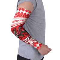 Personalized Wales Christmas Dragon Arm Sleeves Nadolig Llawen Red Version - Wonder Print Shop