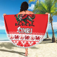 Personalized Wales Christmas Dragon Beach Blanket Nadolig Llawen Red Version - Wonder Print Shop