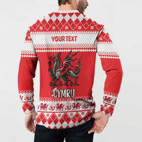Personalized Wales Christmas Dragon Button Sweatshirt Nadolig Llawen Red Version - Wonder Print Shop