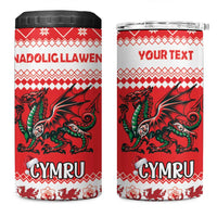Personalized Wales Christmas Dragon 4 in 1 Can Cooler Tumbler Nadolig Llawen Red Version - Wonder Print Shop
