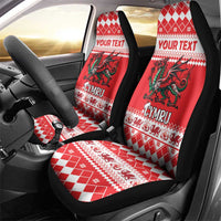 Personalized Wales Christmas Dragon Car Seat Cover Nadolig Llawen Red Version - Wonder Print Shop