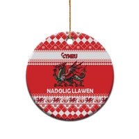 Personalized Wales Christmas Dragon Ceramic Ornament Nadolig Llawen Red Version - Wonder Print Shop
