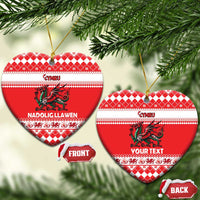 Personalized Wales Christmas Dragon Ceramic Ornament Nadolig Llawen Red Version - Wonder Print Shop