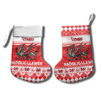 Personalized Wales Christmas Dragon Christmas Stocking Nadolig Llawen Red Version - Wonder Print Shop