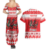 Personalized Wales Christmas Dragon Couples Matching Summer Maxi Dress and Hawaiian Shirt Nadolig Llawen Red Version - Wonder Print Shop
