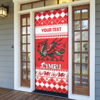 Personalized Wales Christmas Dragon Door Cover Nadolig Llawen Red Version - Wonder Print Shop