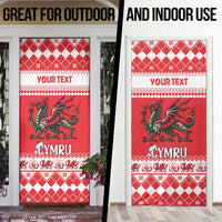Personalized Wales Christmas Dragon Door Cover Nadolig Llawen Red Version - Wonder Print Shop