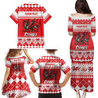 Personalized Wales Christmas Dragon Family Matching Puletasi and Hawaiian Shirt Nadolig Llawen Red Version - Wonder Print Shop