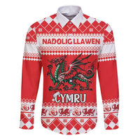 Personalized Wales Christmas Dragon Family Matching Puletasi and Hawaiian Shirt Nadolig Llawen Red Version - Wonder Print Shop