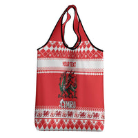 Personalized Wales Christmas Dragon Grocery Bag Nadolig Llawen Red Version - Wonder Print Shop