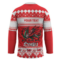 Personalized Wales Christmas Dragon Hockey Jersey Nadolig Llawen Red Version - Wonder Print Shop