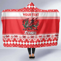 Personalized Wales Christmas Dragon Hooded Blanket Nadolig Llawen Red Version - Wonder Print Shop