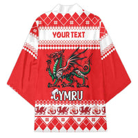 Personalized Wales Christmas Dragon Kimono Nadolig Llawen Red Version - Wonder Print Shop
