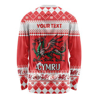 Personalized Wales Christmas Dragon Long Sleeve Shirt Nadolig Llawen Red Version - Wonder Print Shop
