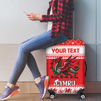 Personalized Wales Christmas Dragon Luggage Cover Nadolig Llawen Red Version - Wonder Print Shop
