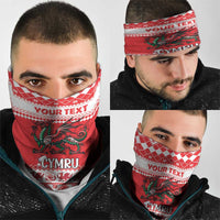 Personalized Wales Christmas Dragon Neck Gaiter Nadolig Llawen Red Version - Wonder Print Shop