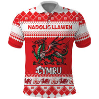 Personalized Wales Christmas Dragon Polo Shirt Nadolig Llawen Red Version - Wonder Print Shop