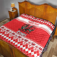 Personalized Wales Christmas Dragon Quilt Nadolig Llawen Red Version - Wonder Print Shop