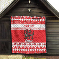 Personalized Wales Christmas Dragon Quilt Nadolig Llawen Red Version - Wonder Print Shop