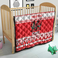 Personalized Wales Christmas Dragon Quilt Nadolig Llawen Red Version - Wonder Print Shop