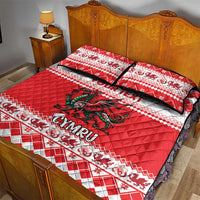 Personalized Wales Christmas Dragon Quilt Bed Set Nadolig Llawen Red Version - Wonder Print Shop