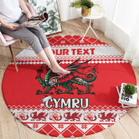 Personalized Wales Christmas Dragon Round Carpet Nadolig Llawen Red Version - Wonder Print Shop