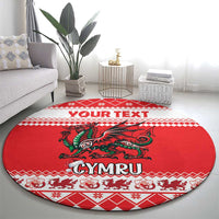 Personalized Wales Christmas Dragon Round Carpet Nadolig Llawen Red Version - Wonder Print Shop