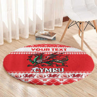 Personalized Wales Christmas Dragon Round Carpet Nadolig Llawen Red Version - Wonder Print Shop