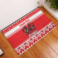 Personalized Wales Christmas Dragon Rubber Doormat Nadolig Llawen Red Version - Wonder Print Shop